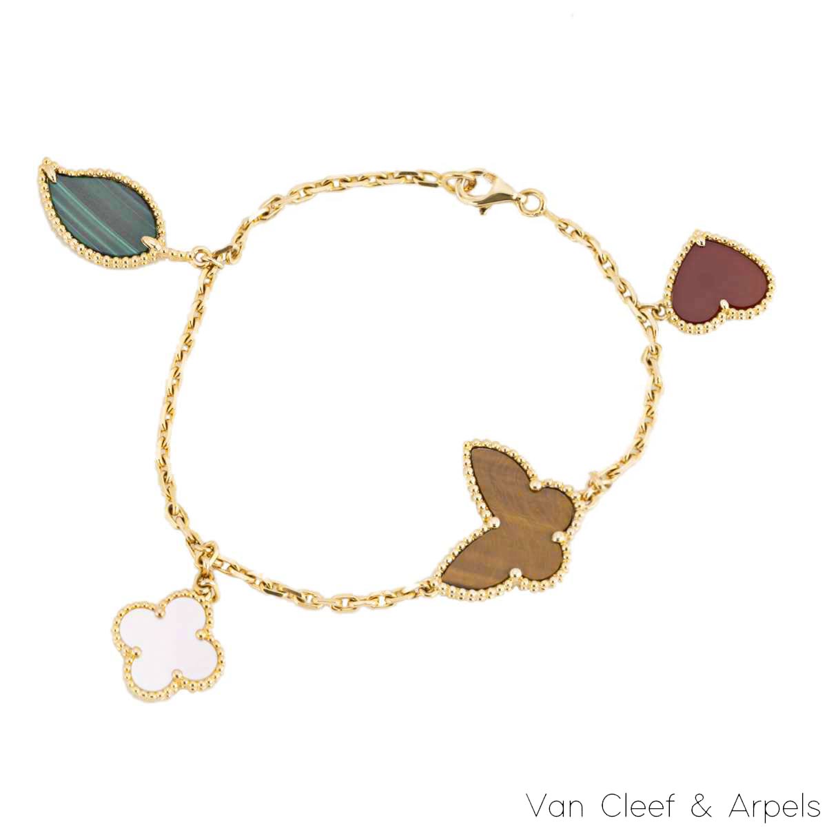 Van Cleef & Arpels Yellow Gold Lucky Alhambra 4 Motif Bracelet VCARD79600 Van Cleef & Arpels Yellow Gold Lucky Alhambra 4 Motif Bracelet VCARD79600